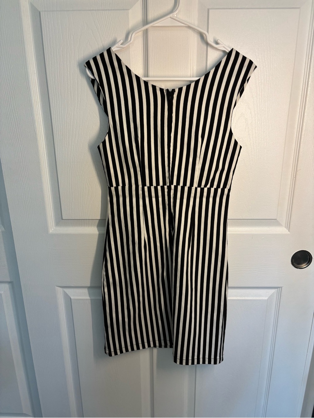 Rock Steady Black White Striped Sheath Wiggle Pinup Dress Size L - Picture 3 of 10